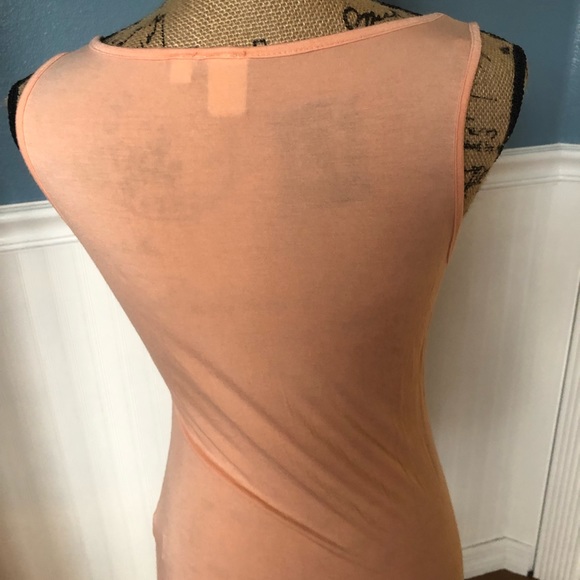 Peach v neck t shirt with ruffles - Picture 3 of 3